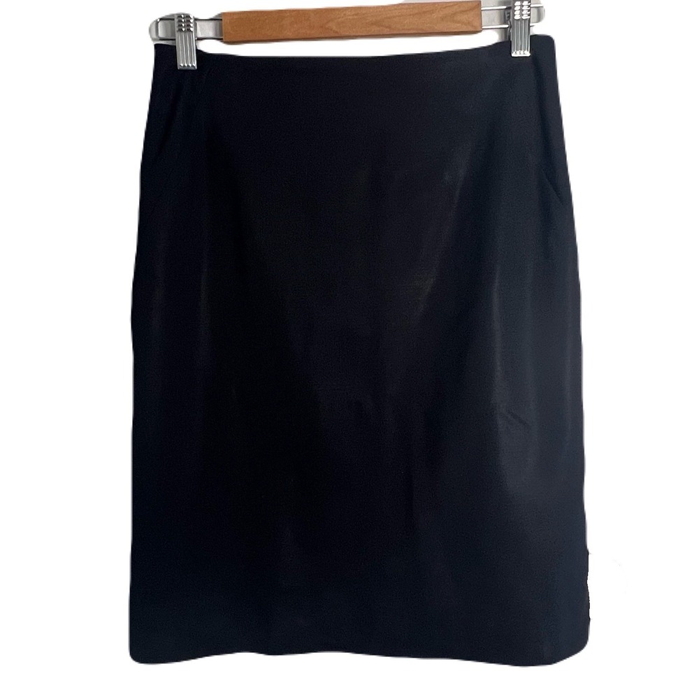 J. Crew Classic Wool Blend Pencil Skirt Black Size 0 Office Career Work Chic EUC